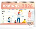 NOTIQUE Týždenný rodinný plánovací kalendár 2026 (stolový / nástenný kalendár s háčikom)