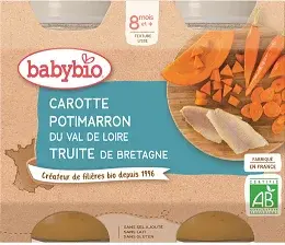 BABYBIO Menu mrkva a tekvica so pstruhom 2 x 200 g