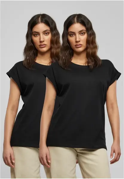 Women's T-shirt with extended shoulder 2 pcs black+black