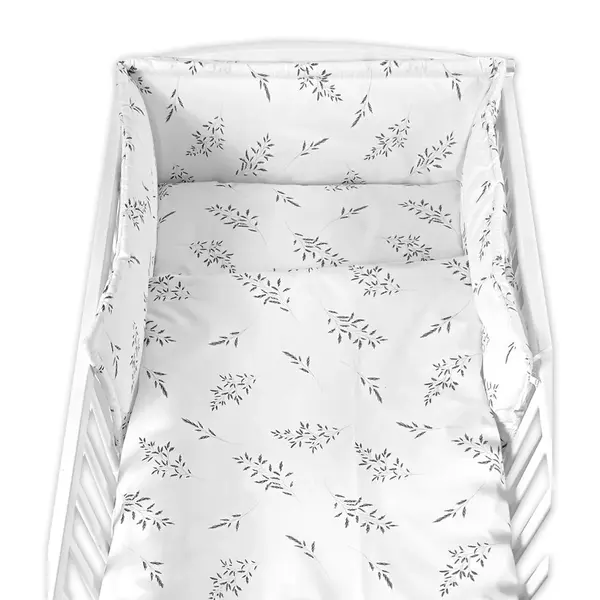 Sada do postieľky Mantinel s obliečkami, 3D sada - Malá Lúčka, biela, 120x90cm