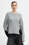 Svetr s příměsí vlny Pinko šedá barva, 105505 A2R1