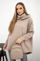 Zateplená mikina se zipem vzadu tmavě béžová