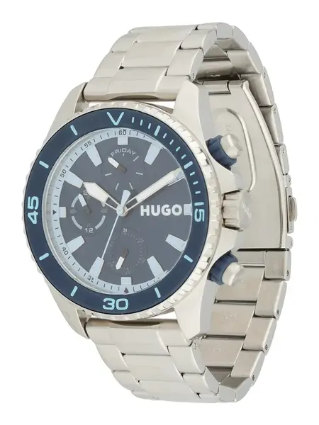 HUGO Analógové hodinky 'Dive'  námornícka modrá / svetlomodrá / strieborná