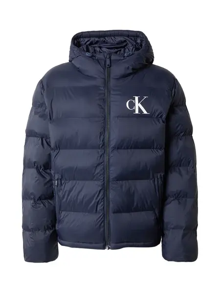 Calvin Klein Jeans Zimná bunda  tmavomodrá / biela