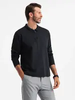 Ombre Men's longsleeve with zippered polo collar - black