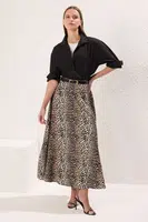 Trendyol Brown Leopard Patterned Woven Skirt