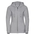 Light grey women's hoodie with Authentic Russell zipper