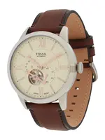 FOSSIL Analógové hodinky 'Townsman'  tmavohnedá / strieborná