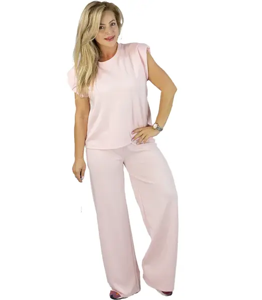 Pri Women's tracksuit t-shirt with cushioned wide pants in butter fabric MAVA