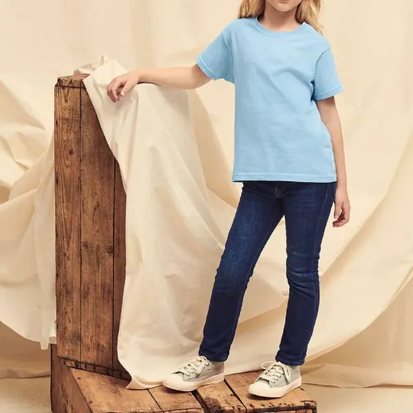 Blue T-shirt for Children Original Fruit of the Loom