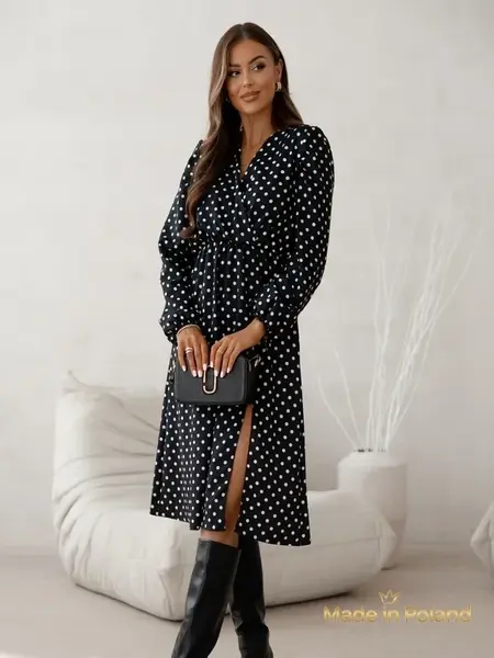 Resti Women's Midi Dress in Polka Dots Midnight Bloom