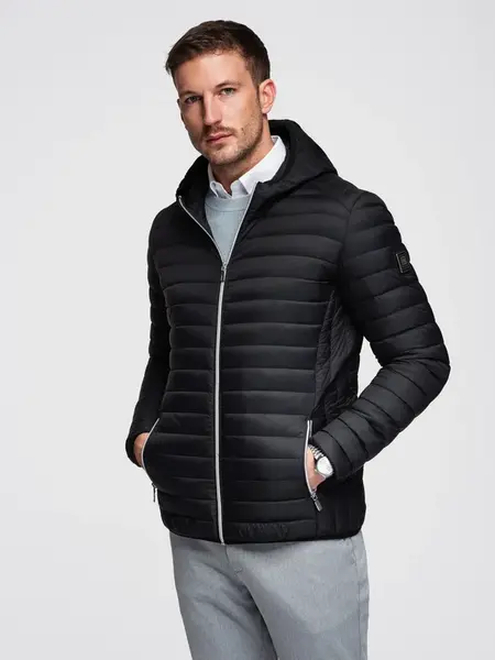 Ombre Ultralight men's natural down jacket with stowable pouch - black
