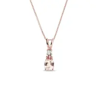 Morganitový náhrdelník z růžového zlata s briliantem KLENOTA