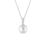 Náhrdelník typu ankr s perlou a diamanty v bílém zlatě KLENOTA