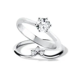 Set prstenů s lab grown diamantem v bílém zlatě KLENOTA