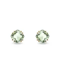 Zlaté náušnice napichovačky so zelenými ametystmi KLENOTA