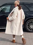 Płaszcz damski zimowy LUXERII długi futerkowy beżowy Dstreet