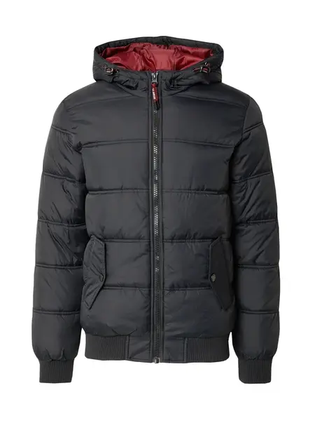 INDICODE JEANS Zimná bunda 'Adrian'  pastelovo červená / čierna