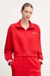 Mikina Calvin Klein Performance dámská, červená barva, hladká, LVGWF5W310