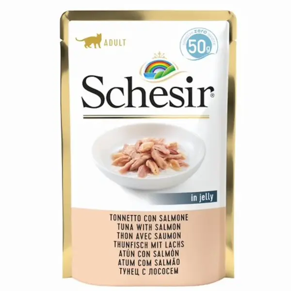 SCHESIR Kapsička pre mačky tuniak a losos 50 g