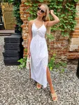 Edoti Strapless richelieu and lace maxi dress