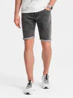Ombre Men's denim shorts with rolled up legs - gray