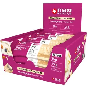 MaxiNutrition Creamy Core Protein Bar proteinová tyčinka s nízkým obsahem cukrů příchuť Blueberry muffin 12x45 g