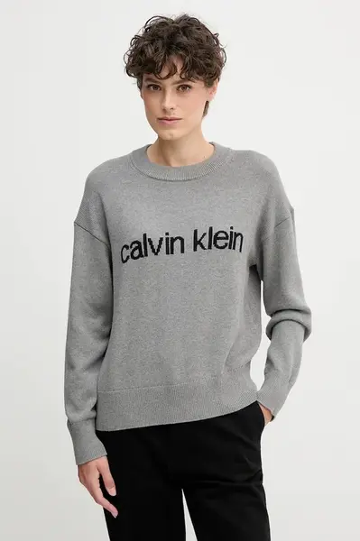 Bavlněný svetr Calvin Klein Jeans dámský, šedá barva, LV047C311G