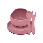 PETITE&MARS Set jídelní silikonový TAKE&MATCH Dusty Pink 6m+ 3 ks