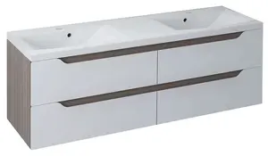 Sapho Wave - Skrinka pod dvojumývadlo, 150x50x48 cm, biela/mali wenge WA150-3021