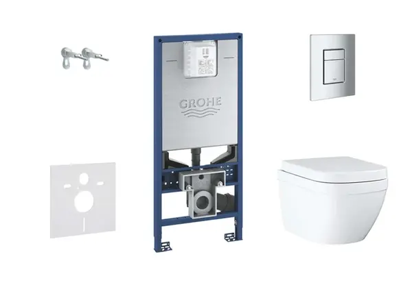 Grohe Rapid SLX - Set predstenovej inštalácie, klozetu a dosky, tlačidla Skate Cosmopolitan S, Rimless, SoftClose 39603SET-KX