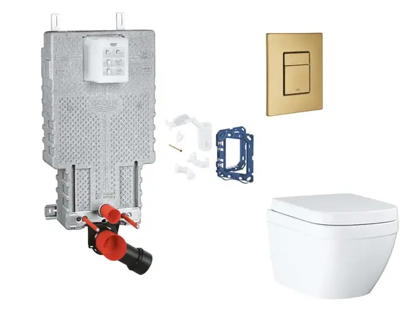 Grohe Uniset - Set předstěnové instalace, klozetu, sedátka SoftClose, tlačítka Skate Cosmopolitan a sady pro vhazování tablet, Triple Vortex, kartáčov