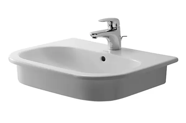 Duravit D-Code - Umývadlo zápustné, 55x44 cm, s prepadom, s otvorom na batériu, biela 0337540000