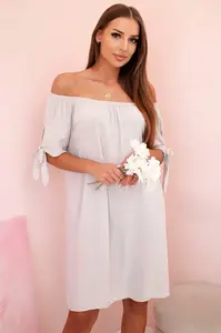 Kesi Włoski Dámské viskózové šaty s vázáním na rukávech béžové