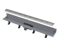 Alcadrain Odtokové žlaby - Sprchový žlab Wall 75 cm, s pevným límcem ke stěně, s roštem, nerez mat APZ30-750M