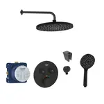 SANITINO - Sprchový set s termostatem a tělesem pod omítku Grohe, příslušenství kielle, matná černá SANI21GKK401