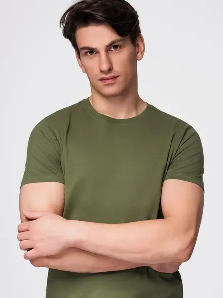 Ombre BASIC men's classic cotton T-shirt - khaki