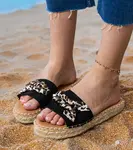 Gemre Black espadrille flip-flops with a bow Kartis