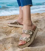 Gemre Leopard print glitter espadrille slides with buckles Induri