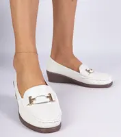 Gemre White women's wedge moccasins made of eco-leather Kappi
