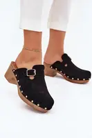 Boto Dámské Pantofle Na Podpatku S Přezkou Černé Veldexina