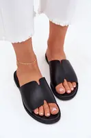 EVENTO Dámské Pantofle Z Eko Kůže Na Plochém Podpatku Černé Kalimira