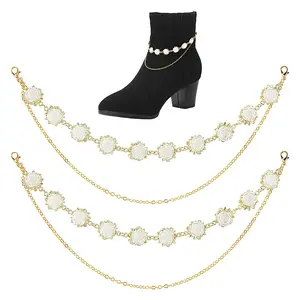 Alloy with Plastic Pearl and Brass Boot Strap Chains