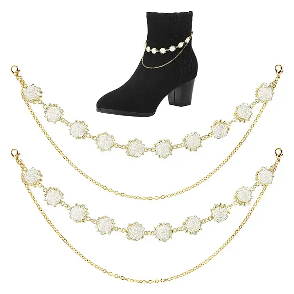 Alloy with Plastic Pearl and Brass Boot Strap Chains