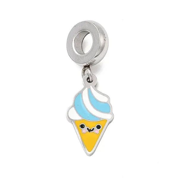 304 Stainless Steel Enamel European Dangle Charms