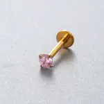 G23 Titanium Alloy Cubic Zirconia 17 Gauge Flat Round Threadless Labrets