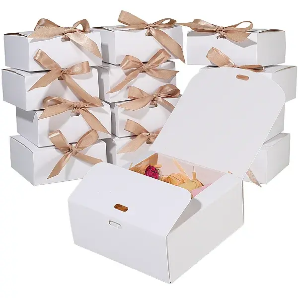 Folding Paper Gift Boxes with Ribbon