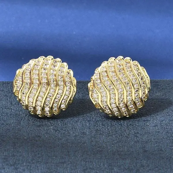 Brass Clear Cubic Zirconia Stud Earrings for Women