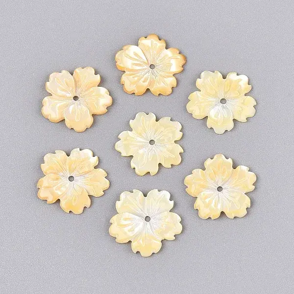 Natural Yellow Shell Carved Beads