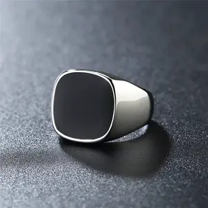 Square 304 Stainless Steel Enamel Finger Rings for Men